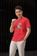 Nusta Paisa Half Sleeve Red Round Neck T-Shirt for Men Hello Swanky