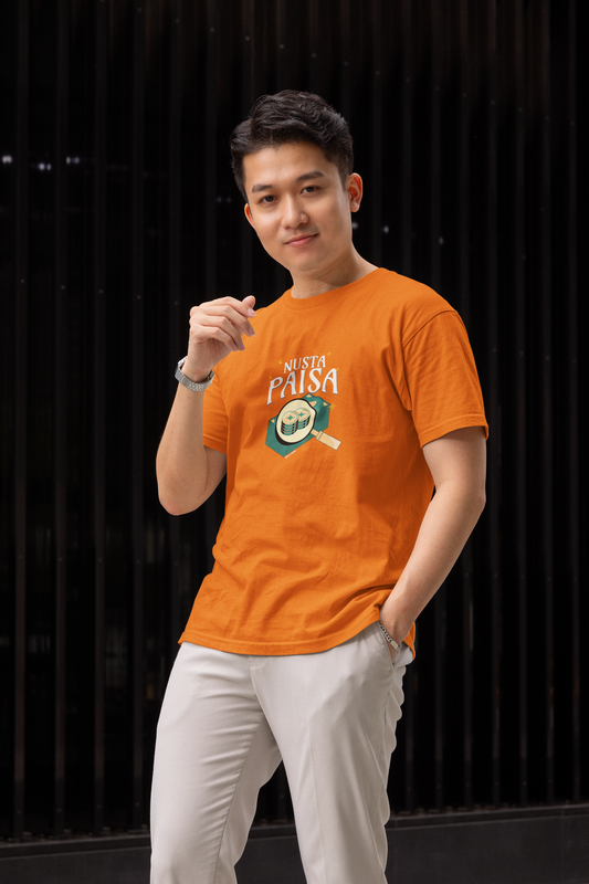 Nusta Paisa Half Sleeve Round Neck T-Shirt for Men Trendy Fit