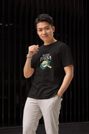 Nusta Paisa Half Sleeve Black Round Neck T-Shirt for Men Hello Swanky