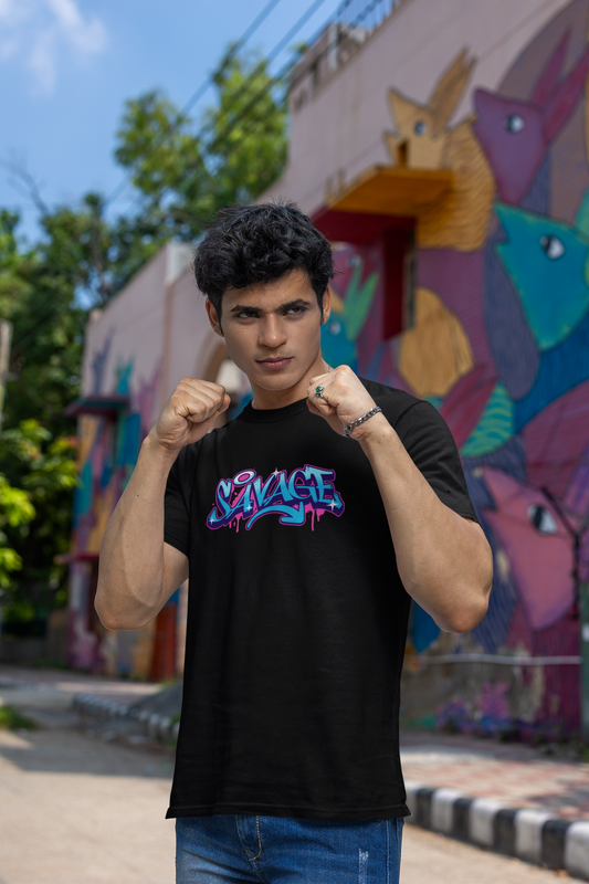 Savage Half Sleeve Round Neck T-Shirt for Men