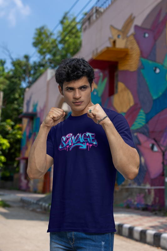 Savage Half Sleeve Round Neck T-Shirt for Men