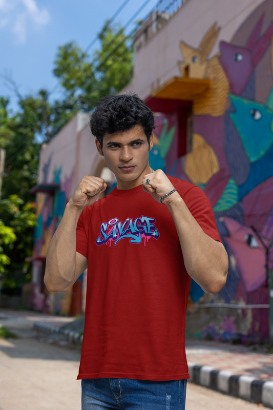 Savage Half Sleeve Round Neck T-Shirt for Men