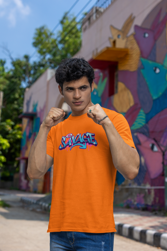 Savage Half Sleeve Round Neck T-Shirt for Men