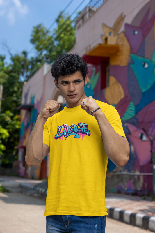 Savage Half Sleeve Round Neck T-Shirt for Men
