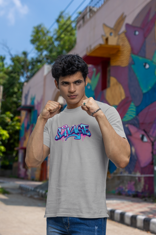Savage Half Sleeve Round Neck T-Shirt for Men