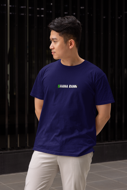 Shana baan half sleeve navy blue round neck t-shirt for men hello swanky - s
