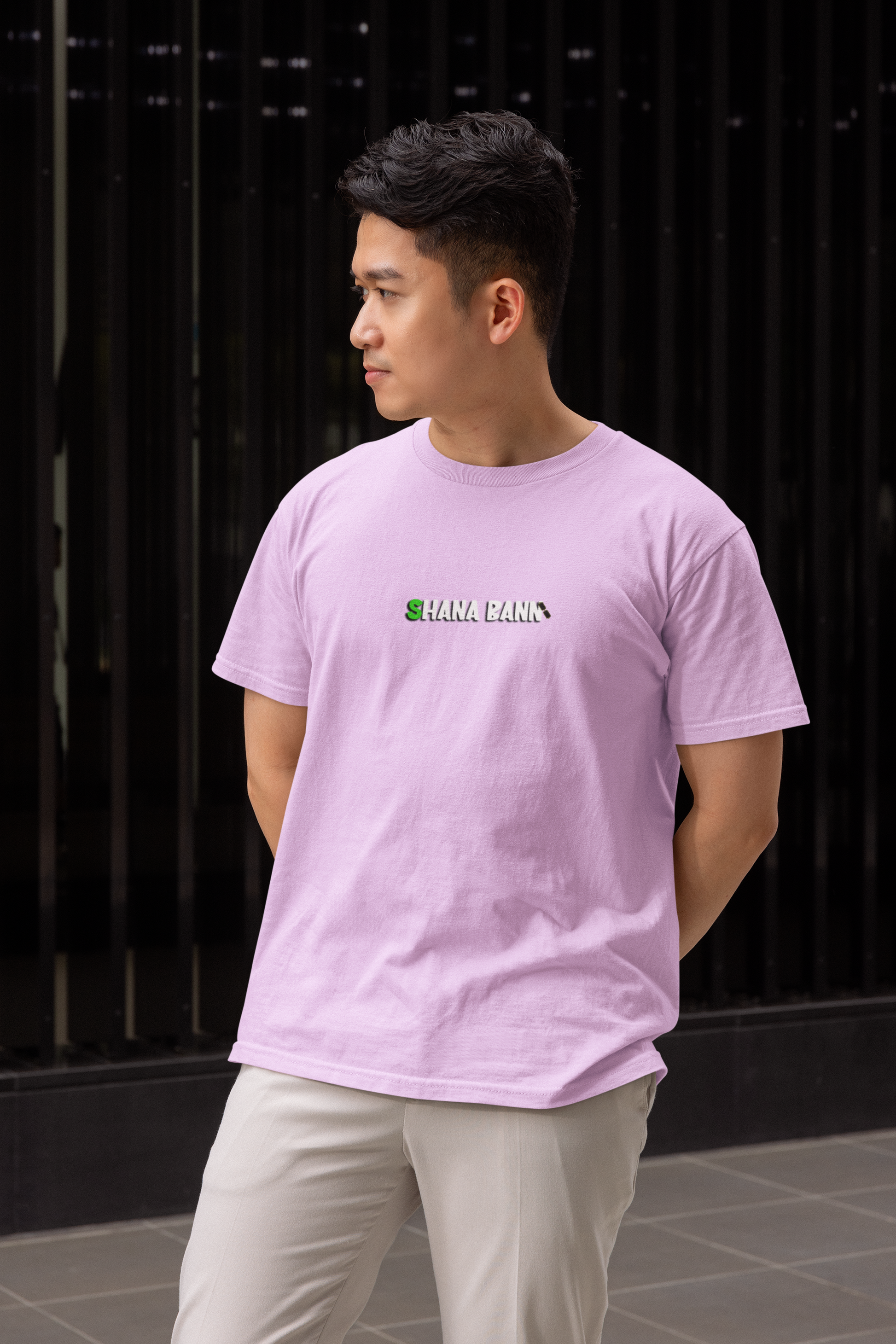 Shana baan half sleeve lavender round neck t-shirt for men hello swanky - s