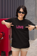 True Love Half Sleeve Black Oversized T-Shirt for Women by Hello Swanky