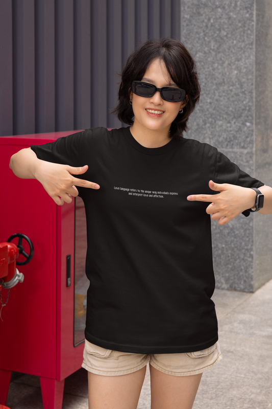 The love language half sleeve black round neck t-shirt for women by hello