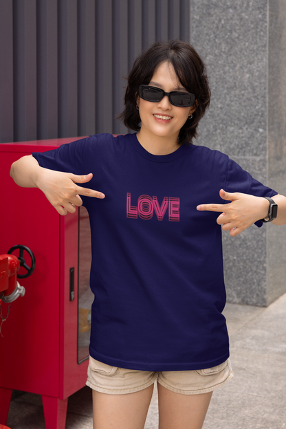 True love half sleeve navy blue oversized t-shirt for women by hello swanky - s