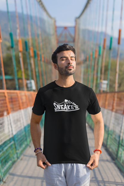 The Sneaker Half Sleeve Black Round Neck T-Shirt