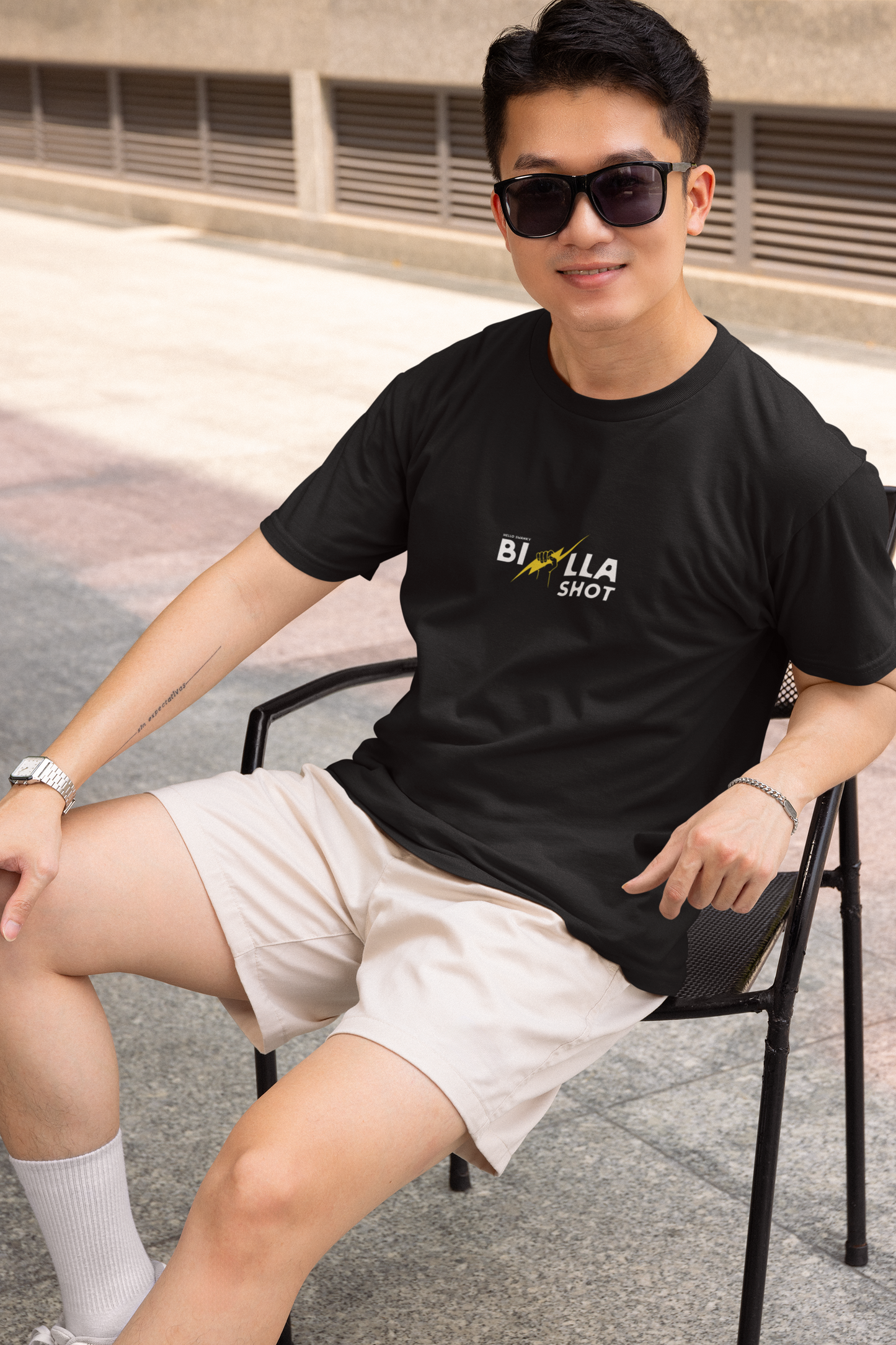 Billa shot half sleeve black round neck t-shirt for men by hello swanky - s