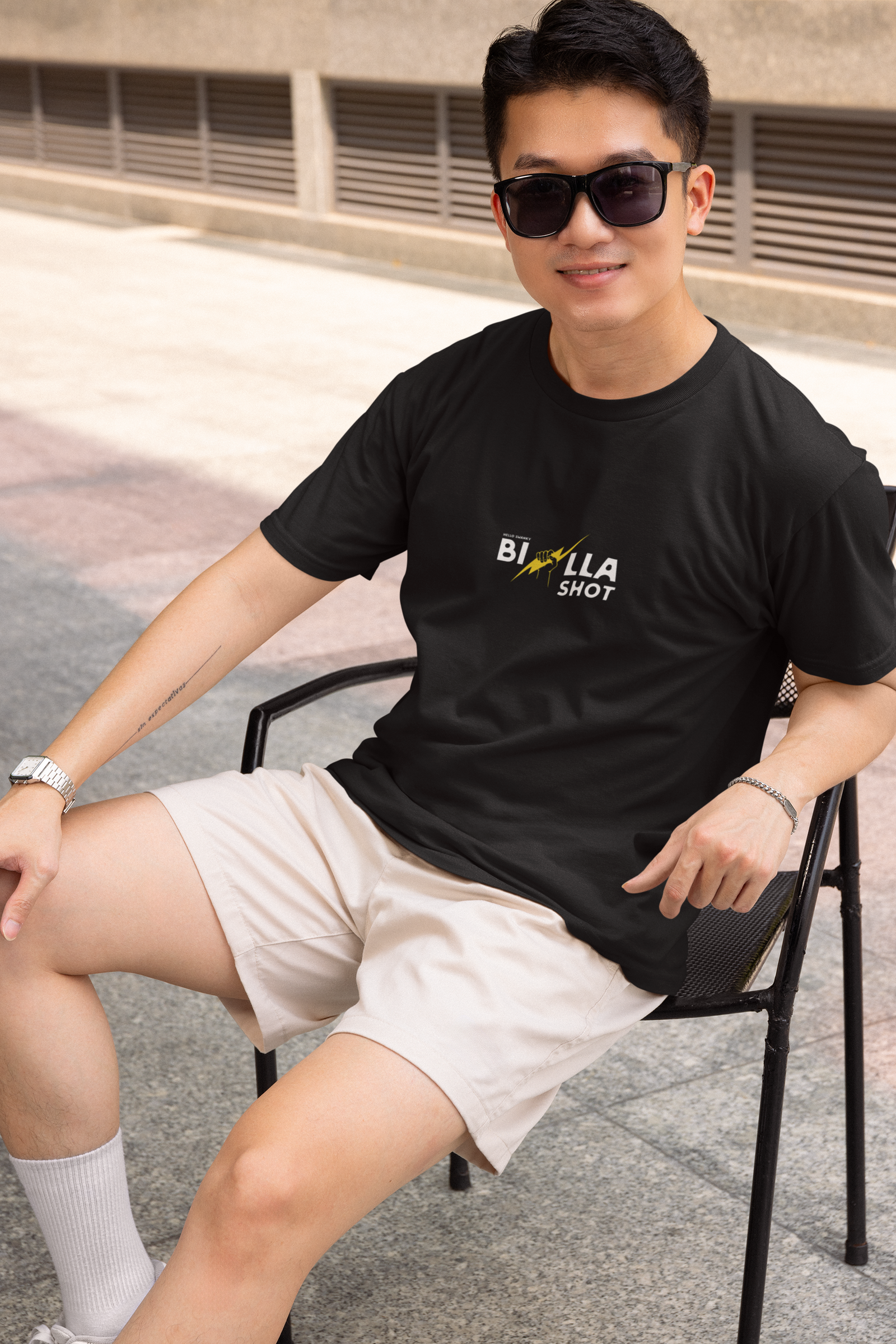 Billa shot half sleeve black round neck t-shirt for men by hello swanky - s