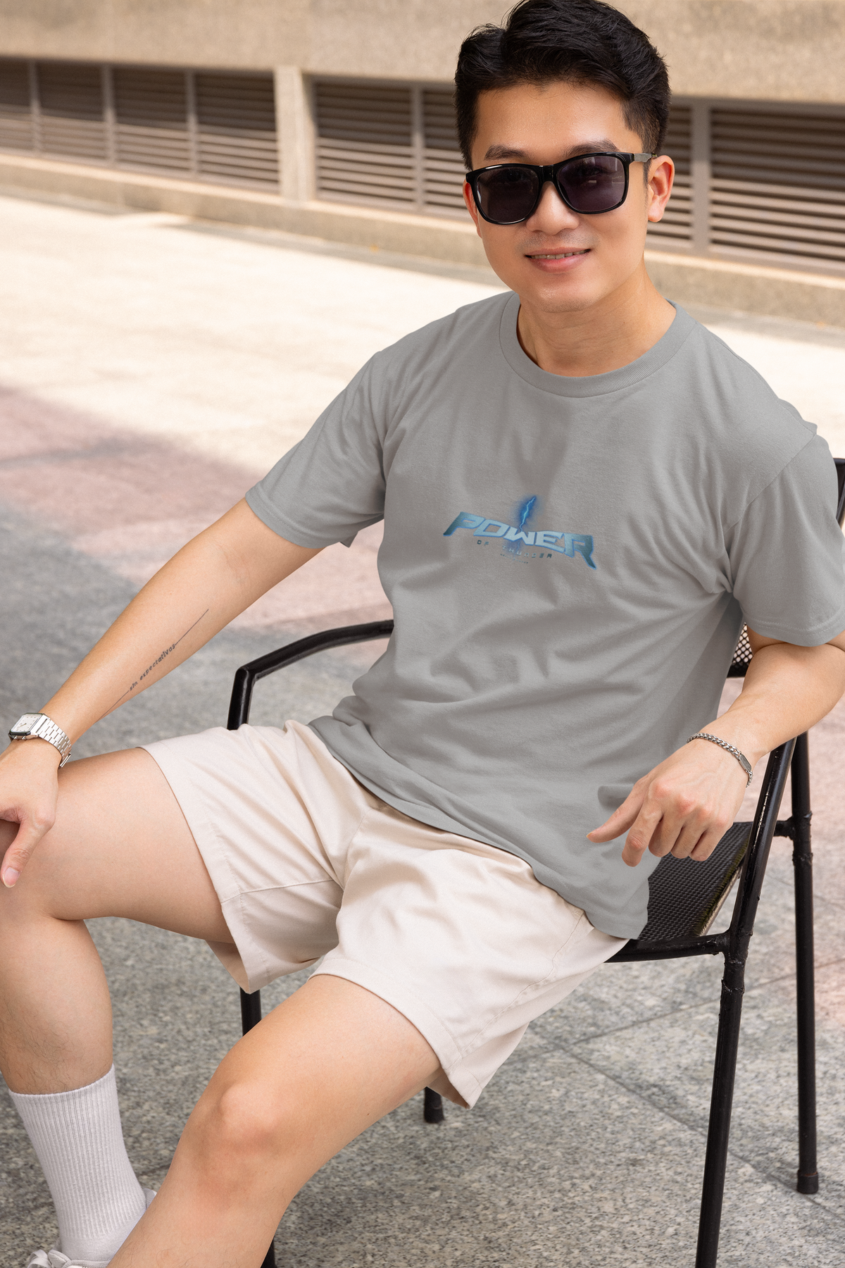 Thunder Half Sleeve Grey Round Neck T-Shirt for Men Hello Swanky