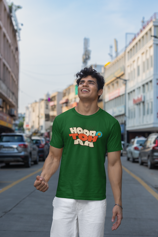 Hood Me Toh Aa Half Sleeve Bottle Green Round Neck T-Shirt