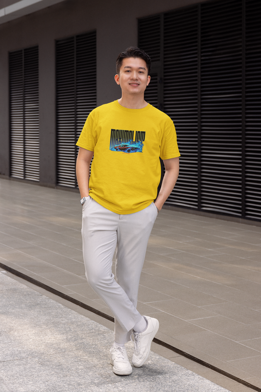 Maximalist Half Sleeve Yellow Round Neck T-Shirt – Casual Style