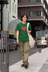 Be mine half sleeve bottel green round neck t-shirt for women by hello swanky