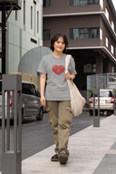 Be Mine Half Sleeve Grey Round Neck T-Shirt for Women by Hello Swanky