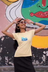 Papa’s girl half sleeve beige round neck t-shirt for women by hello swanky - s