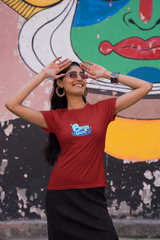 Papa’s girl half sleeve maroon round neck t-shirt for women by hello swanky - s