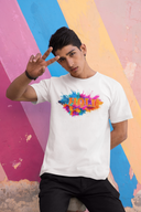 Holi Half Sleeve White Round Neck T-Shirt for Men by Hello Swanky