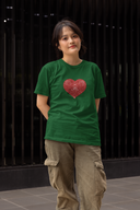 Be Mine Half Sleeve Bottel Green Round Neck T-Shirt for Women by Hello Swanky