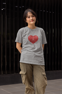 Be Mine Half Sleeve Grey Round Neck T-Shirt for Women by Hello Swanky