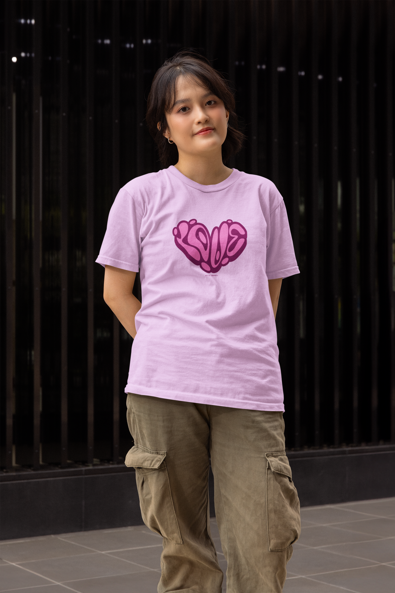 Love half sleeve lavender round neck t-shirt for women by hello swanky - s