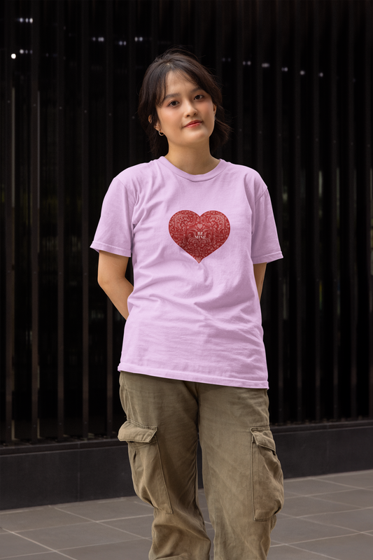 Be mine half sleeve lavender round neck t-shirt for women by hello swanky - m
