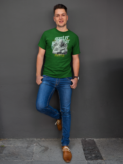 Master Gangster Sleeve Bottle Green Round Neck T-Shirt