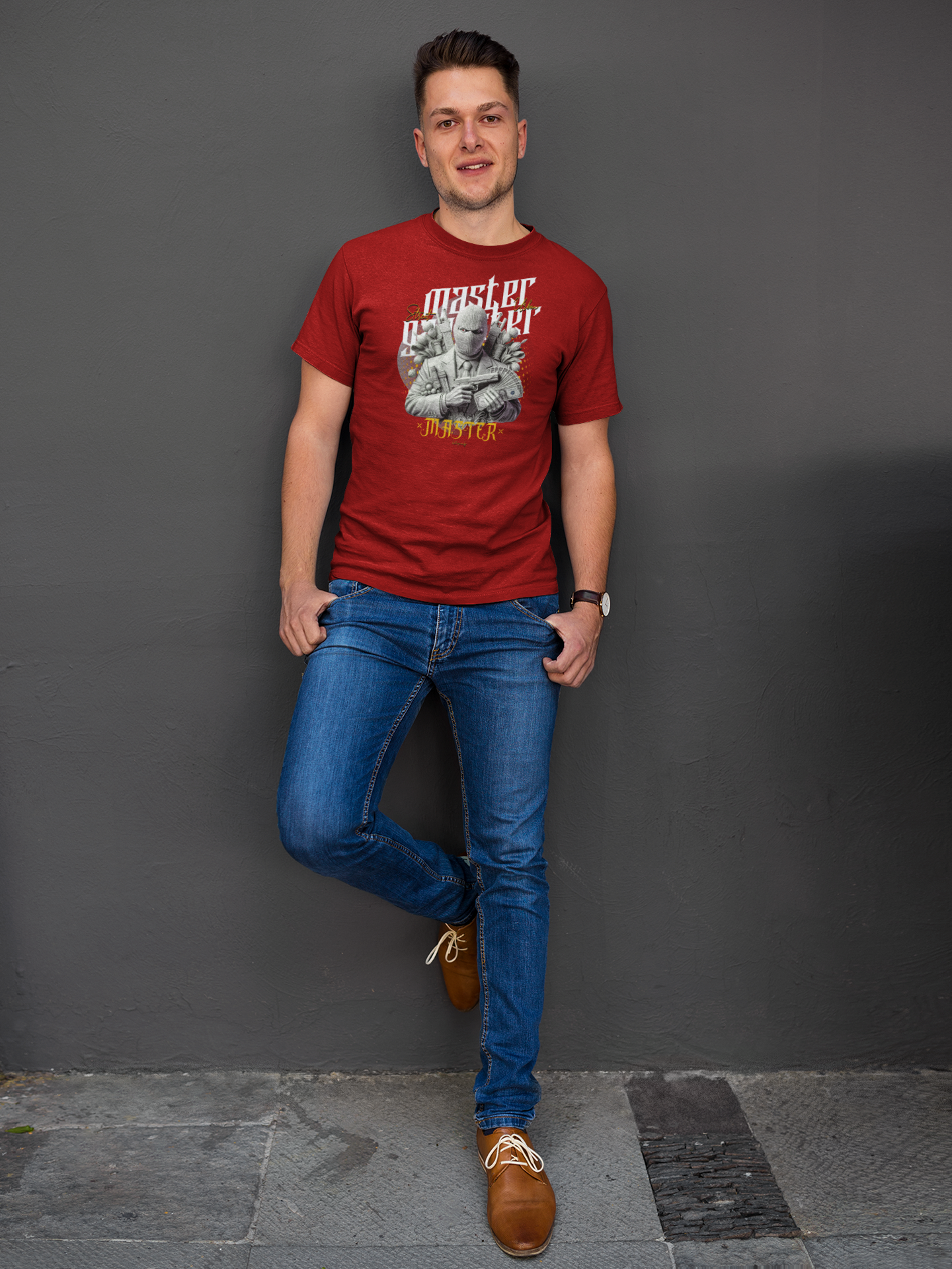 Master Gangster Sleeve Maroon Round Neck T-Shirt – Bold Style
