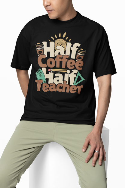 Half Coffee Oversized T-Shirts – Trendy Graphic Tee Style