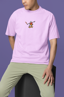 Hop Beyond Limits Half Sleeve Lavender Oversized T-Shirt for Men by Hello Swanky