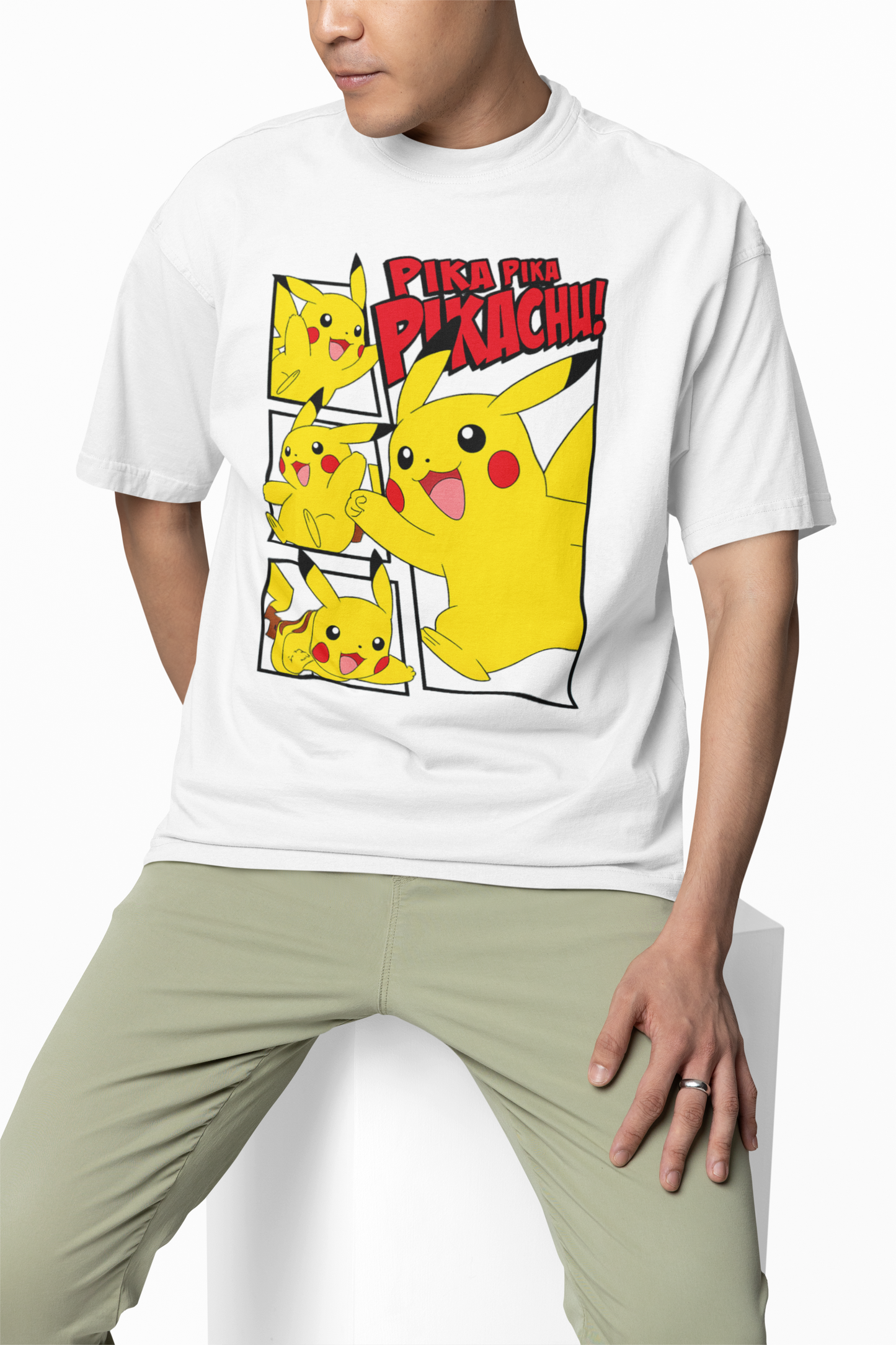 Pika Pika Pikachu Oversized T-Shirts – Fun Anime Style