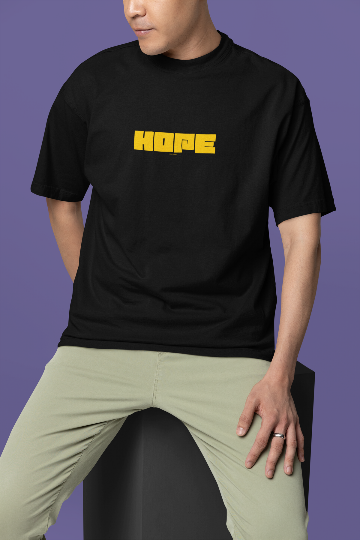 Hope Half Sleeve Black Oversized T-Shirt for Men by Hello Swanky