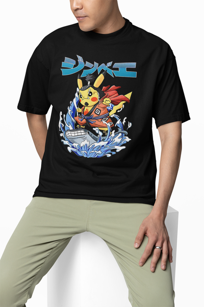 Pikachu Jinbe Oversized T-Shirt – Cute Anime Streetwear Design