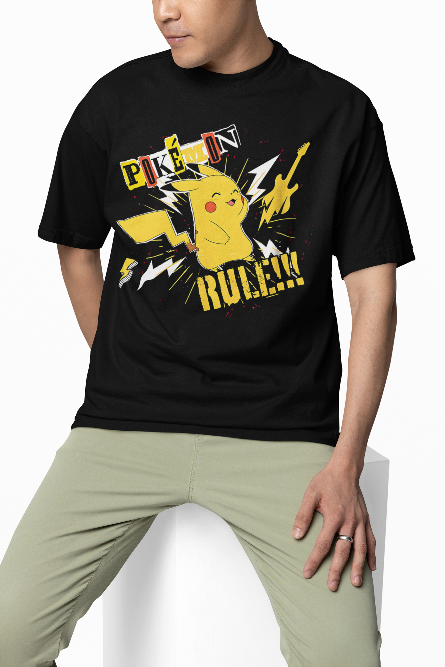 Pokemon Rule Oversized Black T-Shirt – Relaxed Fit Graphic