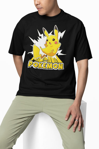 Thunder Pikachuu Pokemon Oversized T-Shirts Anime Streetwear
