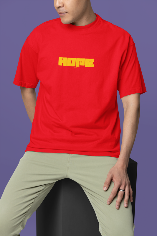 Hope Red Half Sleeve Oversized T-Shirt for Men Casual Wear
