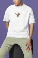 Hop Beyond Limits Half Sleeve White Oversized T-Shirt for Men by Hello Swanky