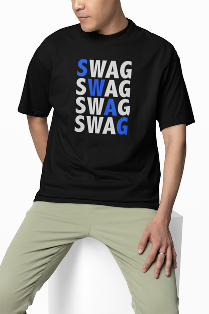 Swag Text Oversized T-Shirt for Bold Casual Streetwear Tees