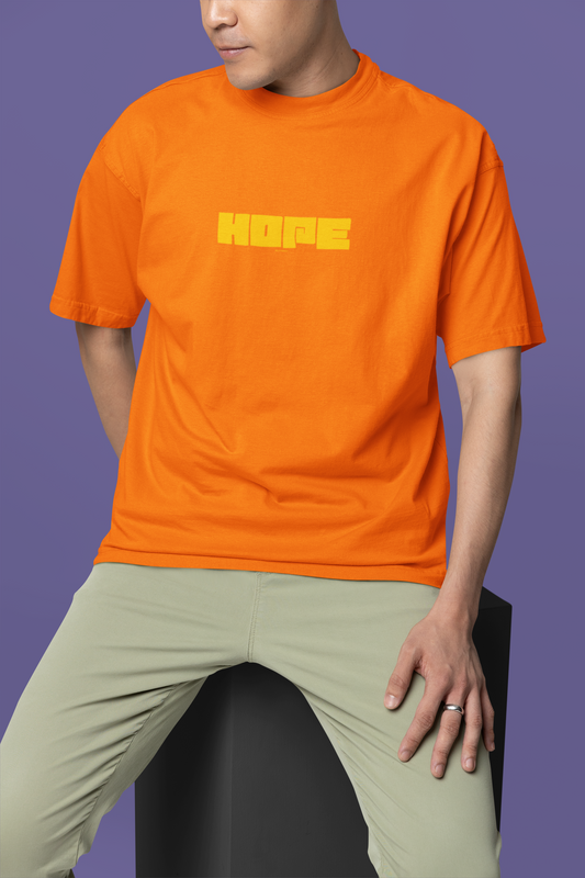 Hope Half Sleeve Orange T-Shirt for Men – Oversized Fit