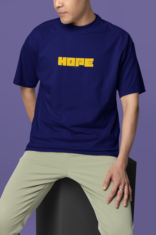 Hope Navy Blue Half Sleeve Oversized T-Shirt – Trendy for Men