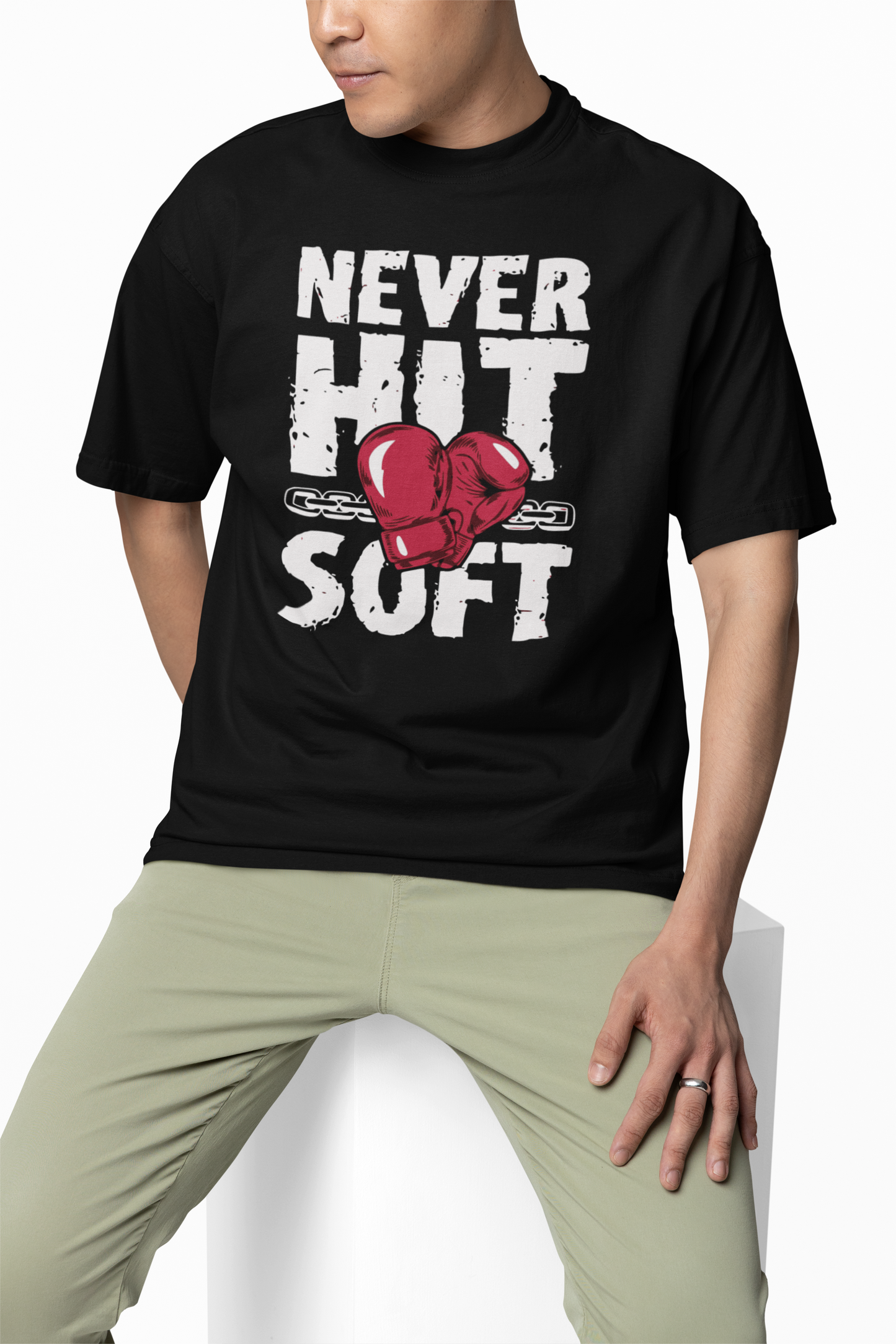 Never Hit Soft Oversized T-Shirts Trendy Unisex Wear Look