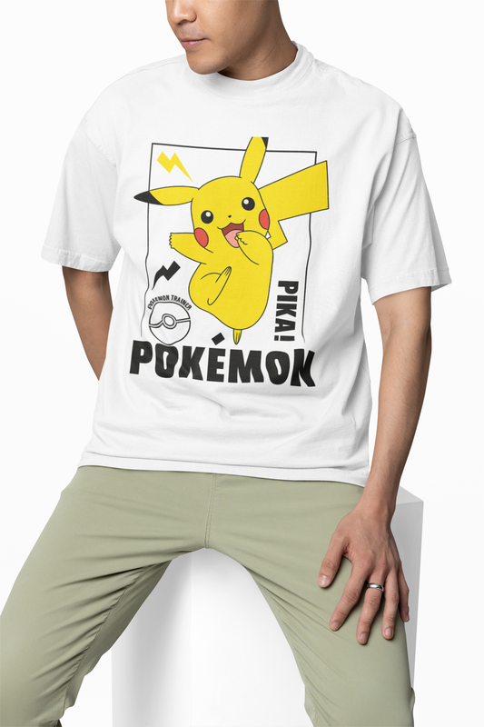 Pokemon Trainca Oversized White T-Shirt – Relaxed Fit Graphic