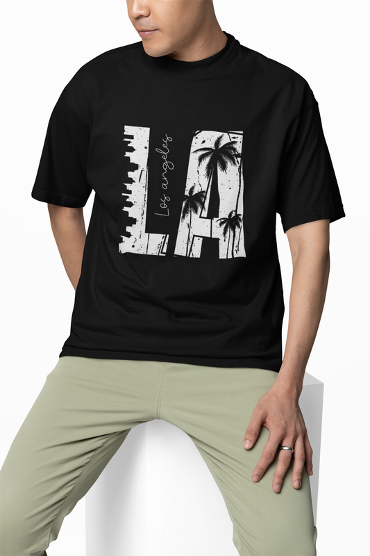 LA Oversized T-Shirts Casual Wear Graphic Tee Unisex