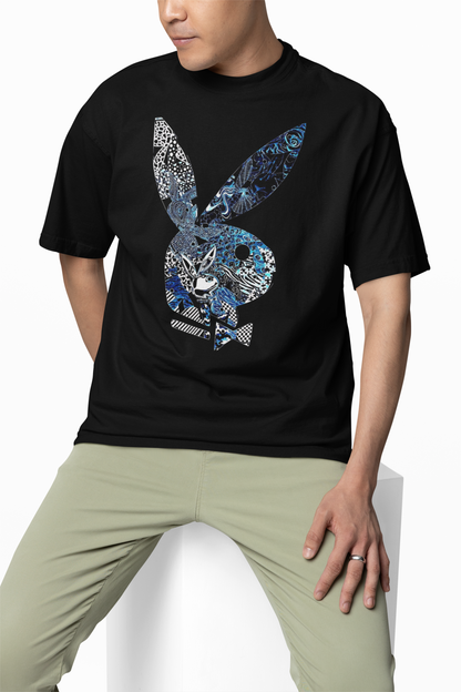 Playboy Iconic Print Black Oversized T-Shirt – Bold Streetwear