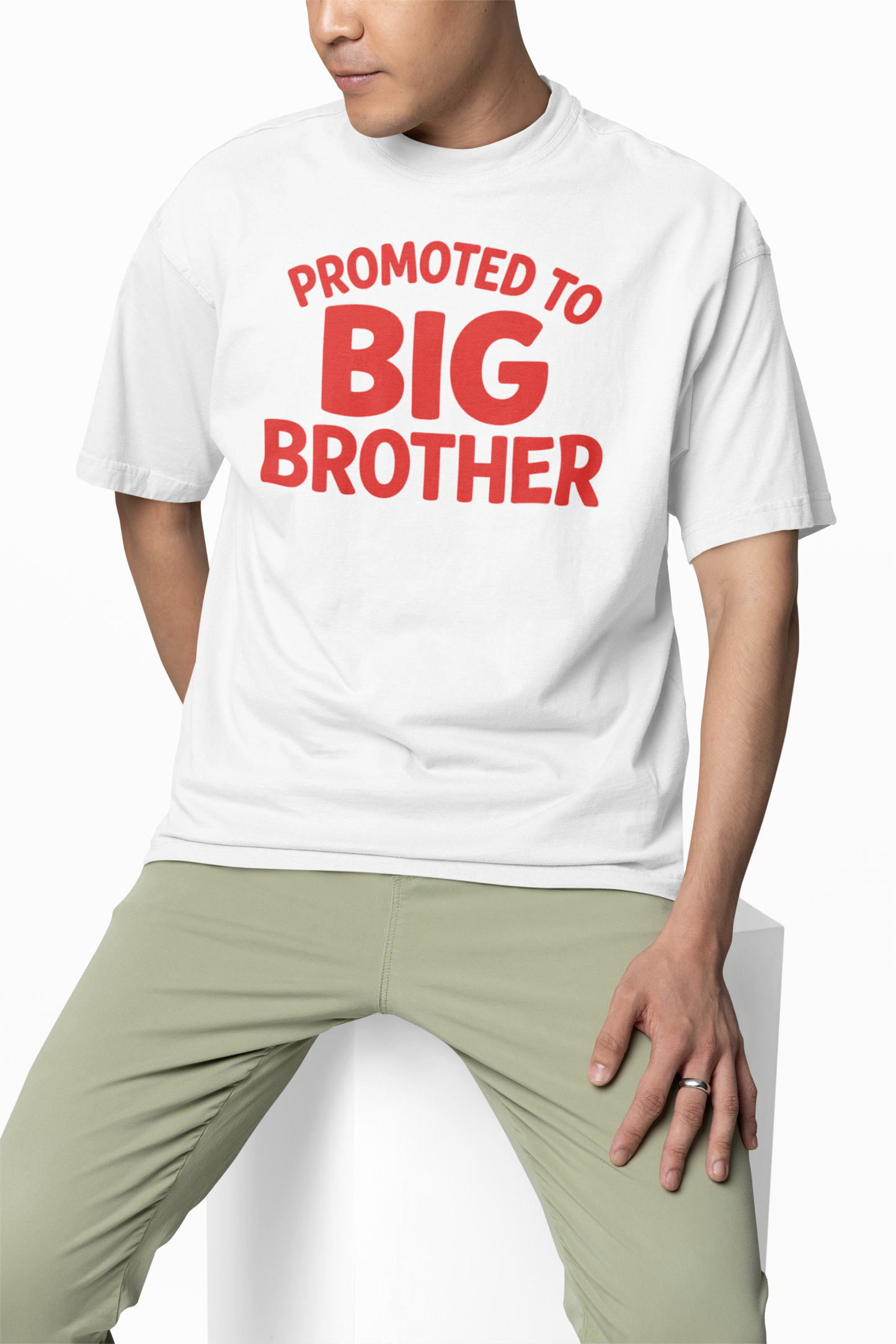 Promoted Big Brother White Oversized T-Shirt Casual Wear Tees