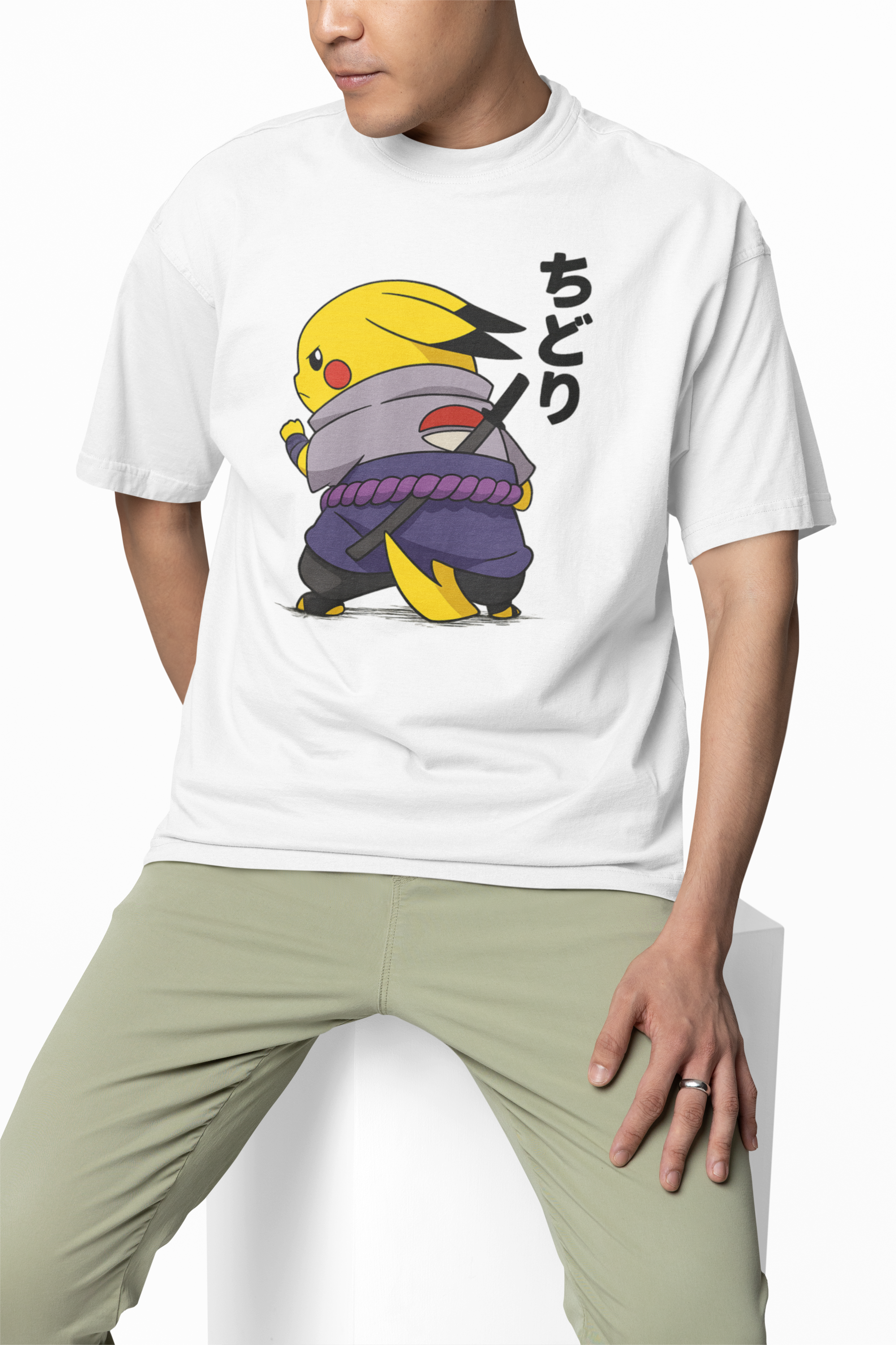 Sasuke Pikachu Oversized T-Shirts