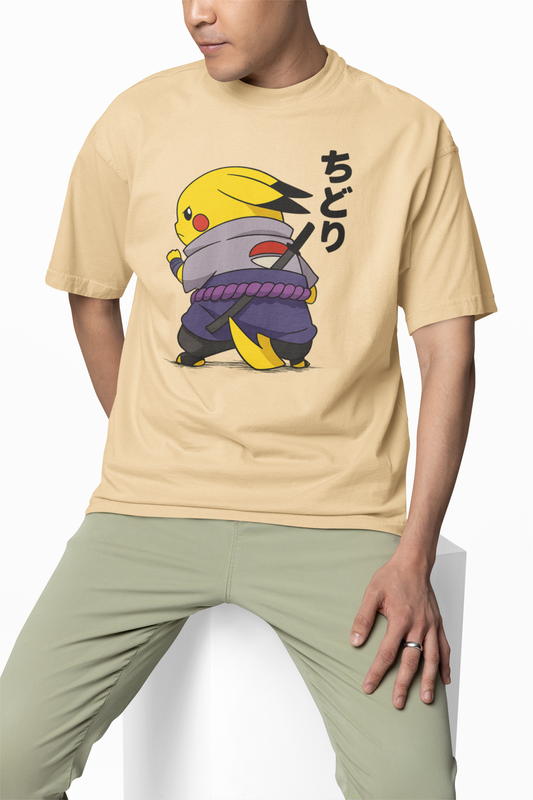 Sasuke Pikachu Oversized T-Shirts for Anime Streetwear Fits
